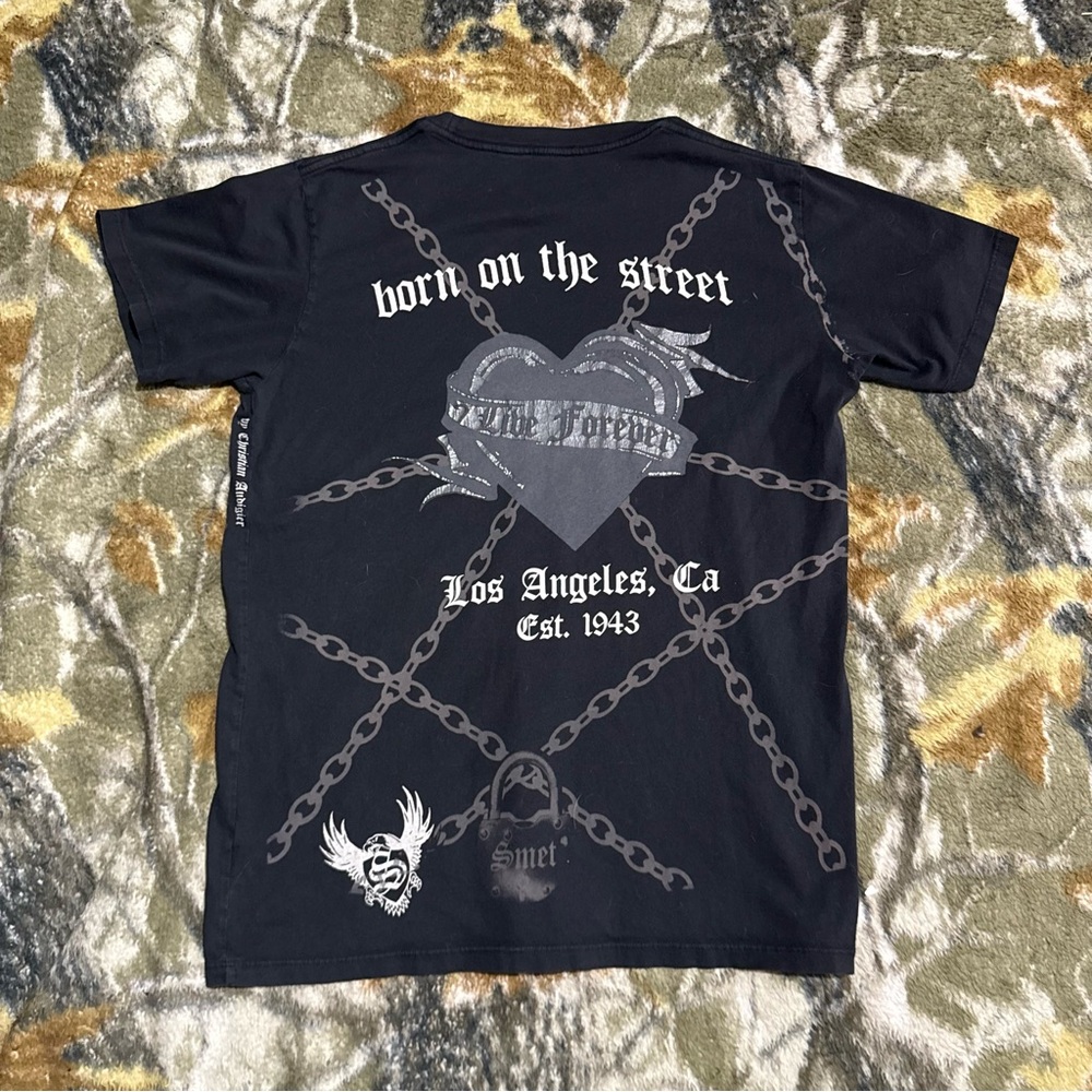 Y2K Smet By Christian Audiger Shirt Skull and Chains Print Y2K Smet Shirt - Picture 2 of 8
